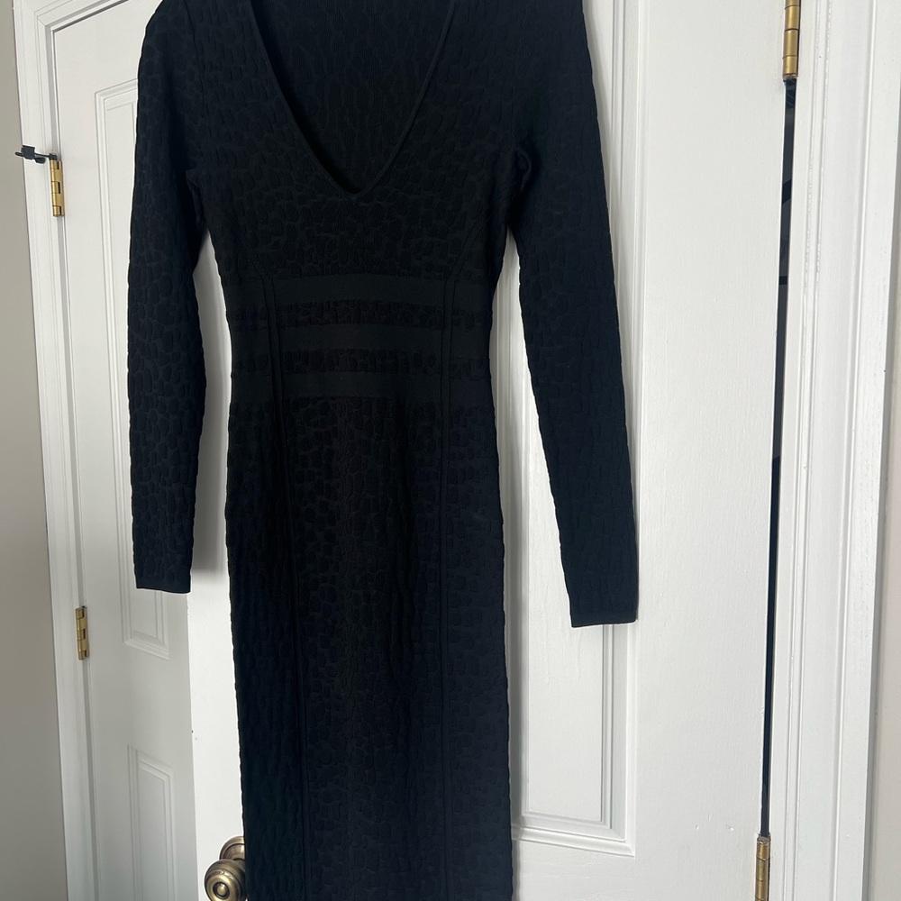 Good American compression black leopard midi dress